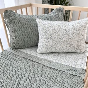 Set Cuna Colcha flor Jimena verde empolvado 60x120 CM