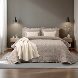 Set Edredón + Funda/s Cojines AZUCENA taupe- Disponible en varias medidas