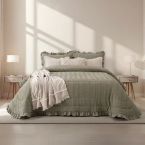Set Edredón + Funda/s Cojines VALENTINA verde- cama 180/200 (280x260cm)