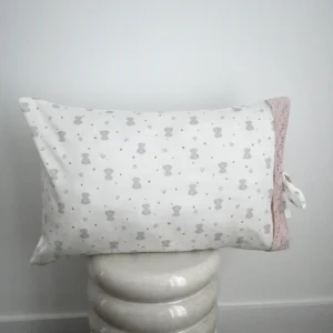 Funda cojín LAZOS estampado ELEFANTES rosa 40x60 CM