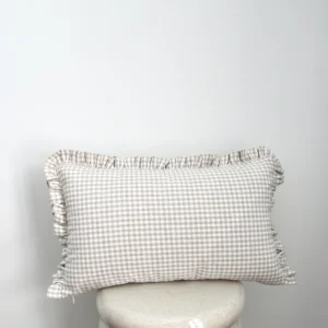 Funda Cojín Volante Vichy Mini beige 30x50cm