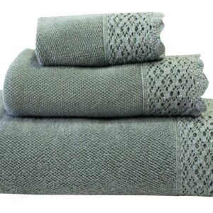 Pack 3 Toallas RENDA verde salvia