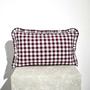 Funda Cojín Vichy Volante Burdeos 30x50 CM