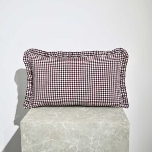 Funda Cojín Vichy Volante Burdeos MINI 30x50 CM