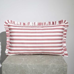 Funda Cojín Volante RAYAS rosa 30x50cm