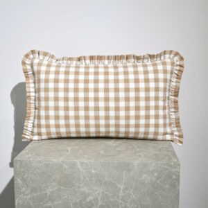 Funda Cojín Vichy Volante Camel 30x50 CM