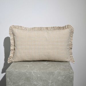 Funda Cojín Vichy Volante Camel MINI 30x50 CM