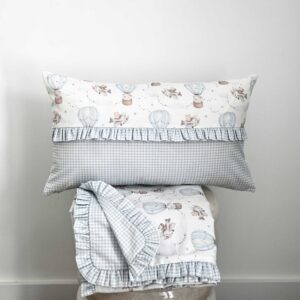 Set Camino pie cama + funda cojín GLOBO verde empolvado Reversible