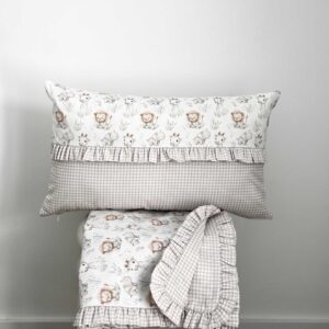 Set Camino pie cama + funda cojín SELVA beige Reversible