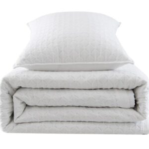 Set Colcha BOUTI + Funda/s Cojín a juego ROMBO blanco