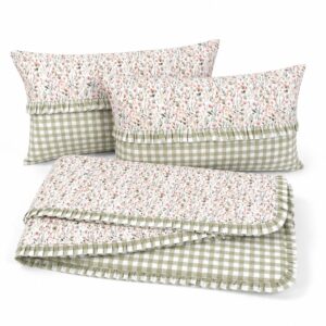 Set Camino pie cama + 2 fundas cojín ESTELA Reversible